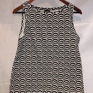Talbots Petites Sleeveless Black And White Top | Boat Neck Blouse | Size LP